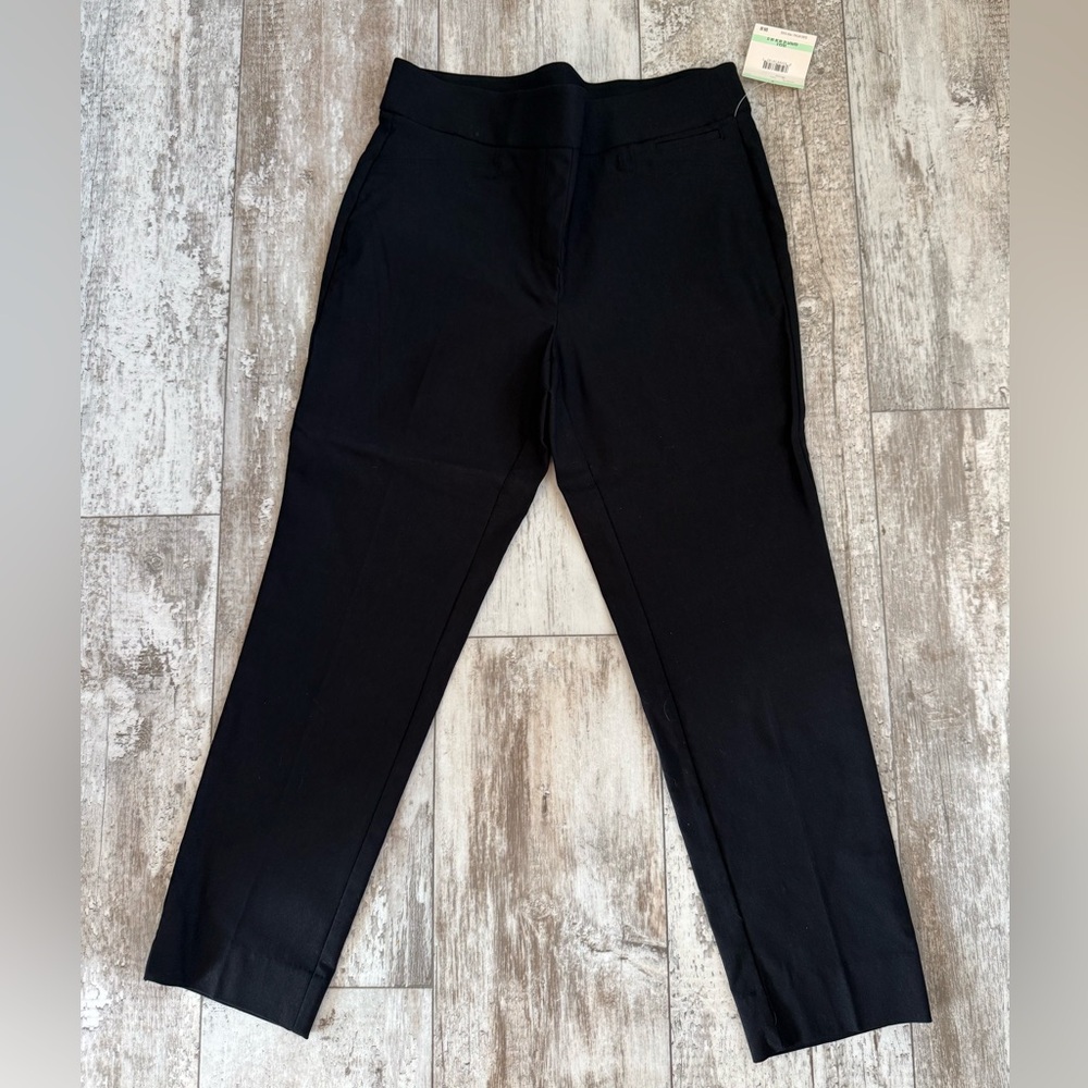 NWT Anne Klein Women’s Black Dress Pants SZ 8 STRETCH COMFORT PLEAT STRAIGHT